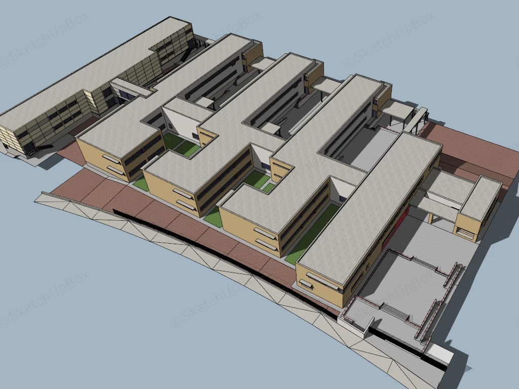 Factory Building Exterior sketchup model preview - SketchupBox