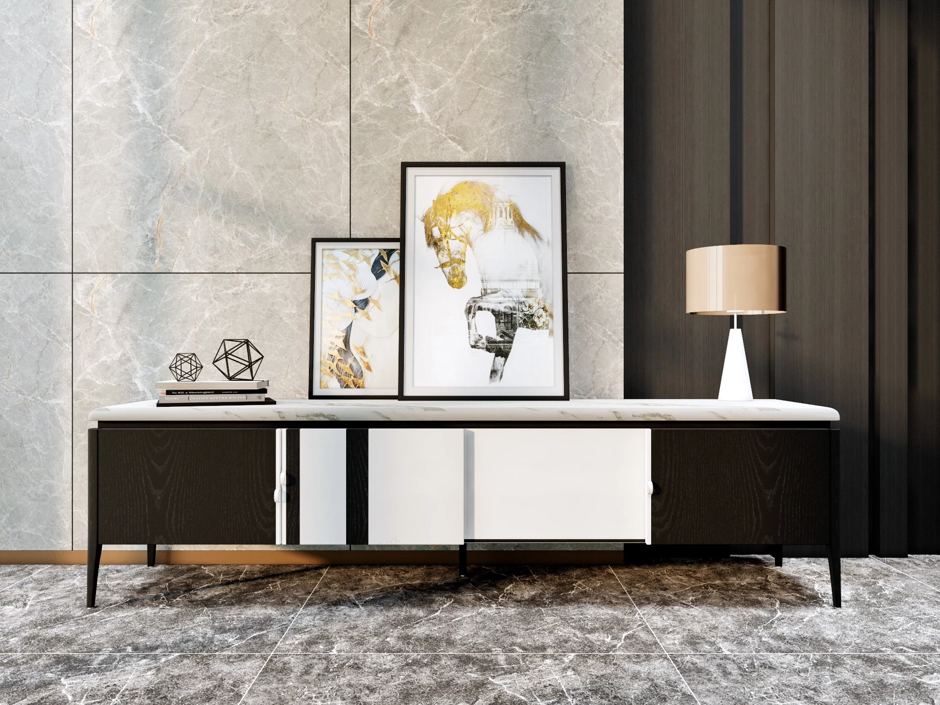 Black And White Sideboard sketchup model preview - SketchupBox