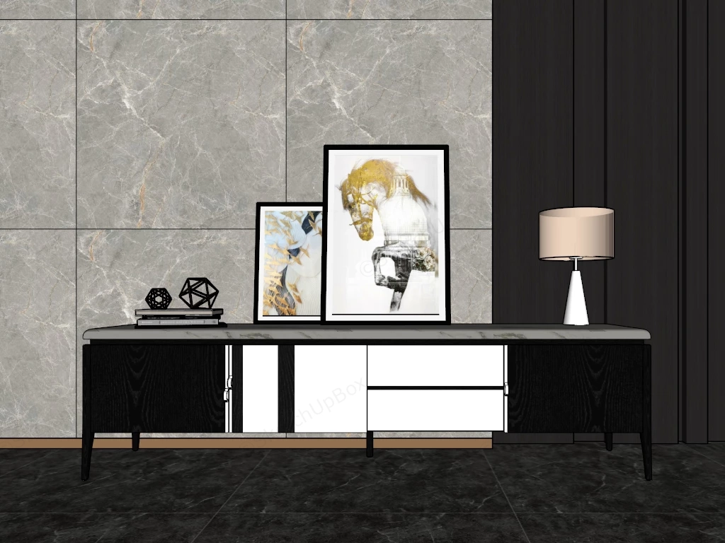 Black And White Sideboard sketchup model preview - SketchupBox