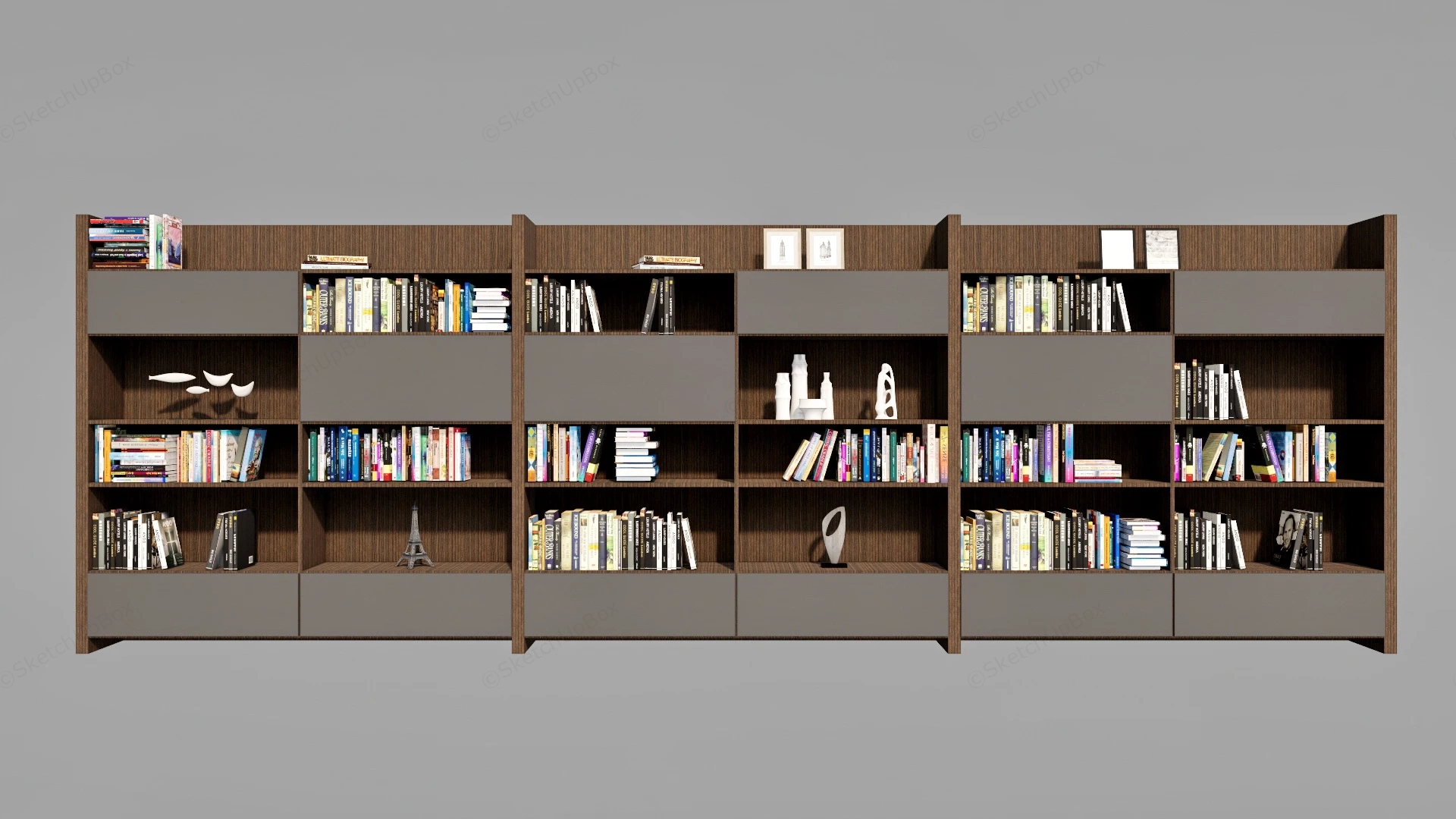 Large Bookcase Wall Units sketchup model preview - SketchupBox