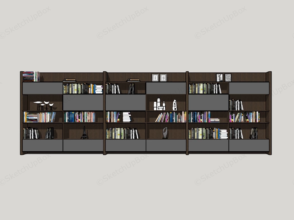 Large Bookcase Wall Units sketchup model preview - SketchupBox