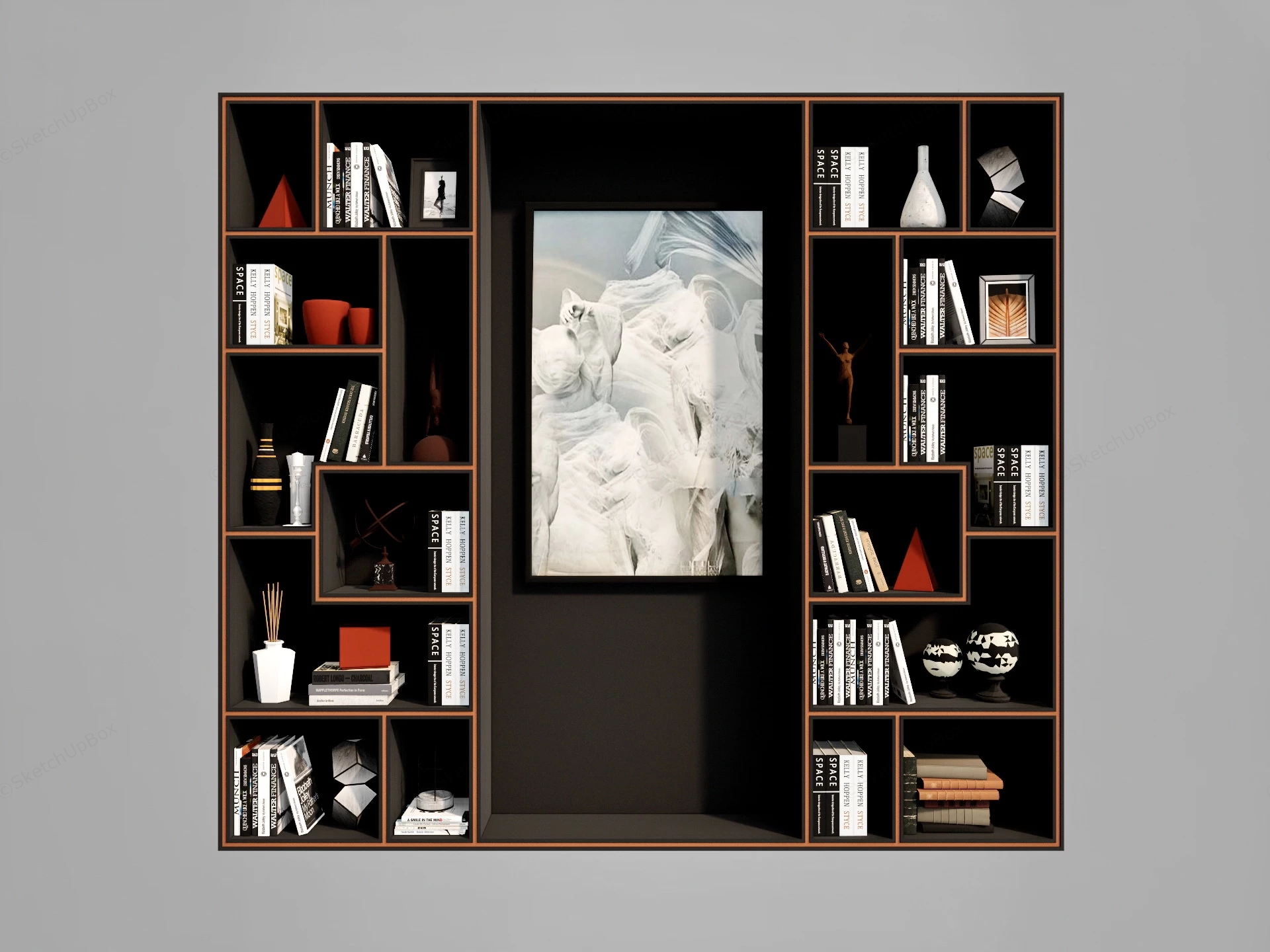 Modern Black Bookcase sketchup model preview - SketchupBox