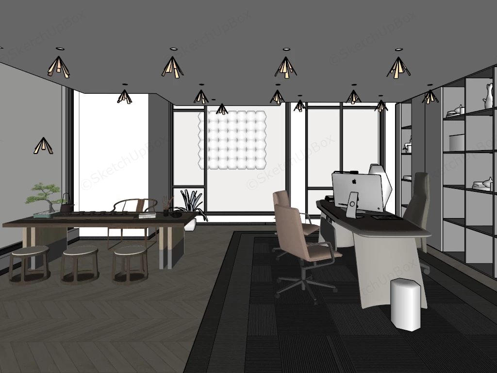 Modern Boss Office Design sketchup model preview - SketchupBox