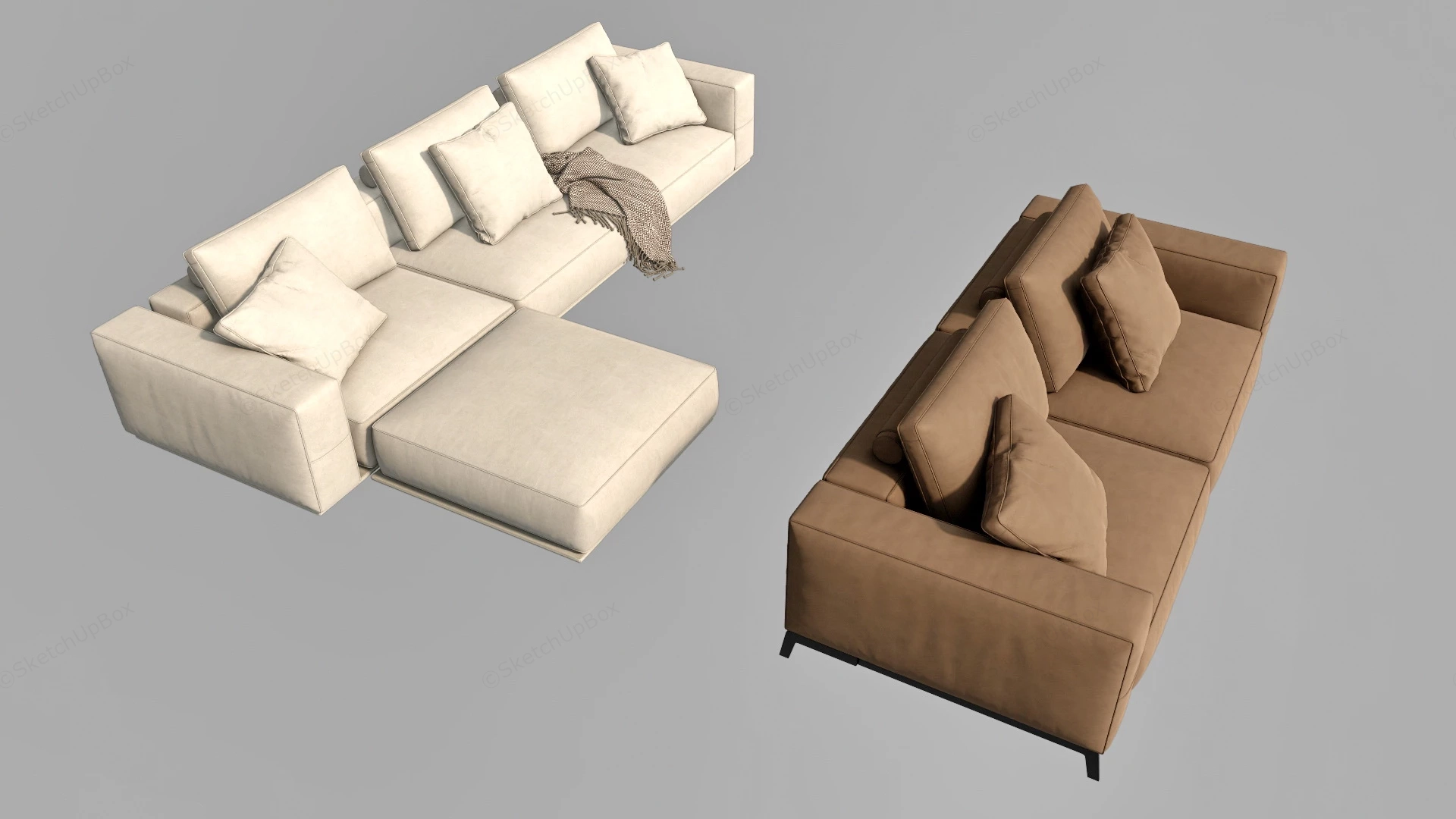 Modern Fabric Sectional Sofa Set sketchup model preview - SketchupBox