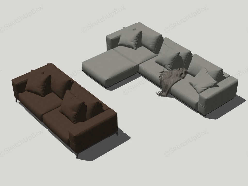 Modern Fabric Sectional Sofa Set sketchup model preview - SketchupBox
