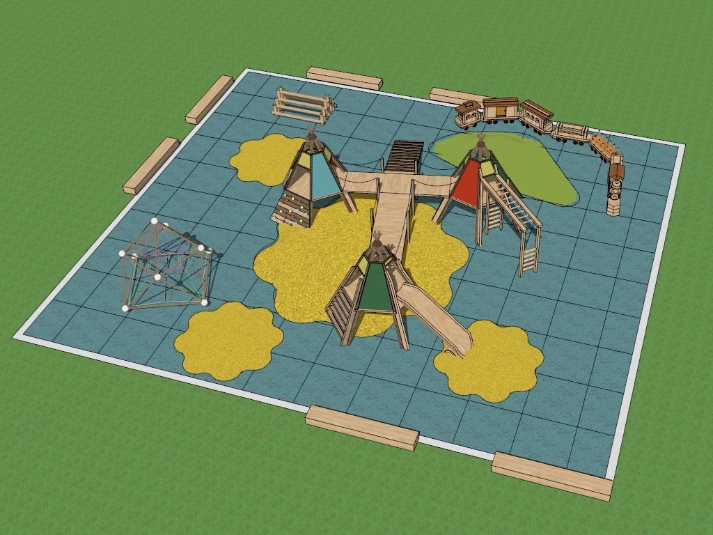 Natural Wooden Playground sketchup model preview - SketchupBox