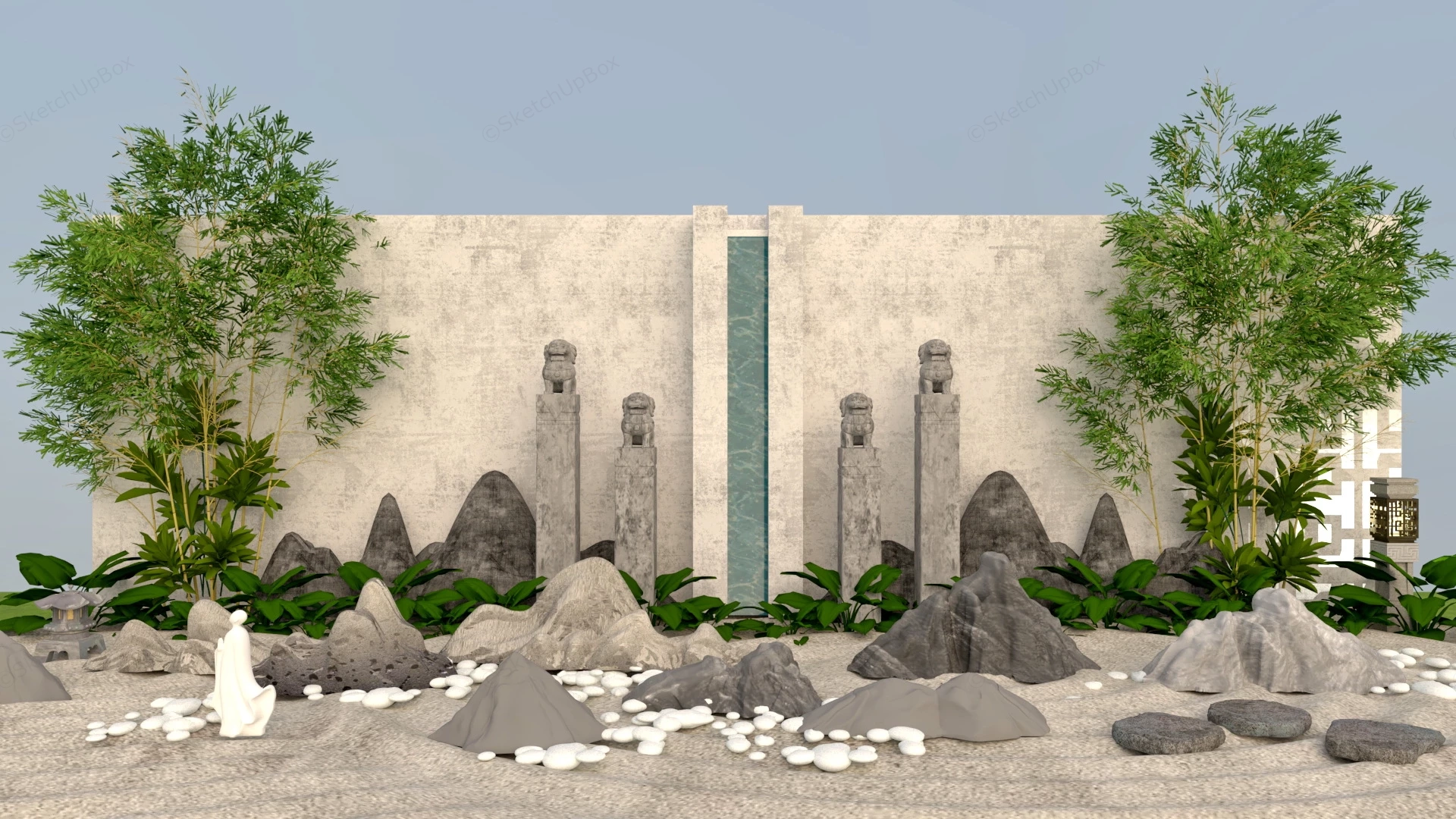 Small Zen Rock Garden sketchup model preview - SketchupBox
