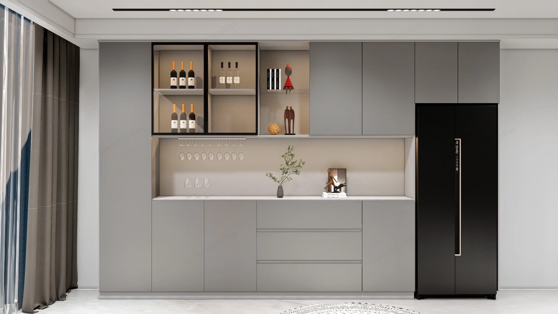 Modern Home Bar Cupboard sketchup model preview - SketchupBox