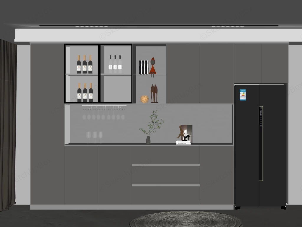 Modern Home Bar Cupboard sketchup model preview - SketchupBox