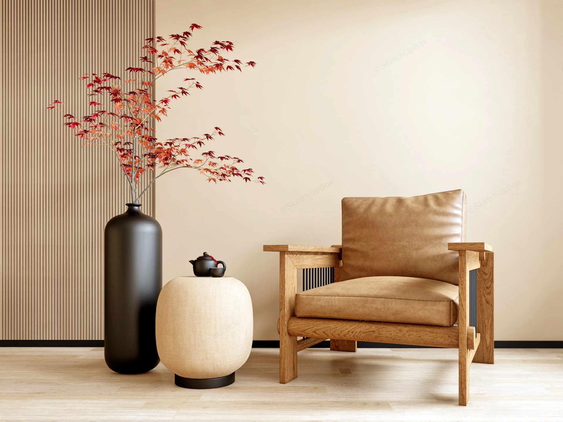 Wabi Sabi Accent Chair sketchup model preview - SketchupBox