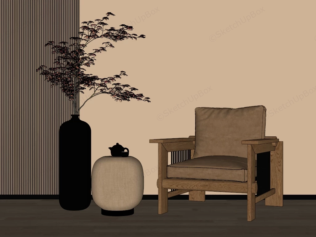 Wabi Sabi Accent Chair sketchup model preview - SketchupBox