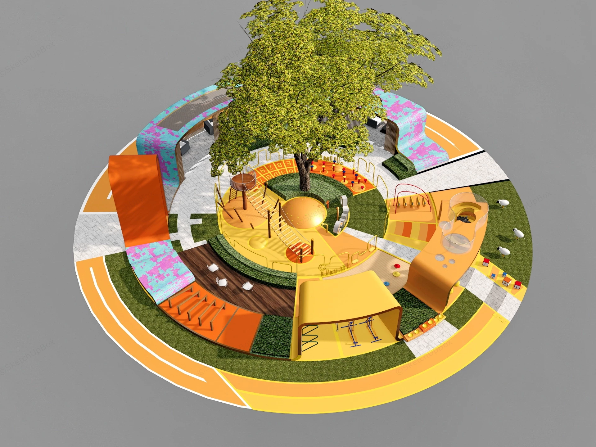 Round Playground Design sketchup model preview - SketchupBox