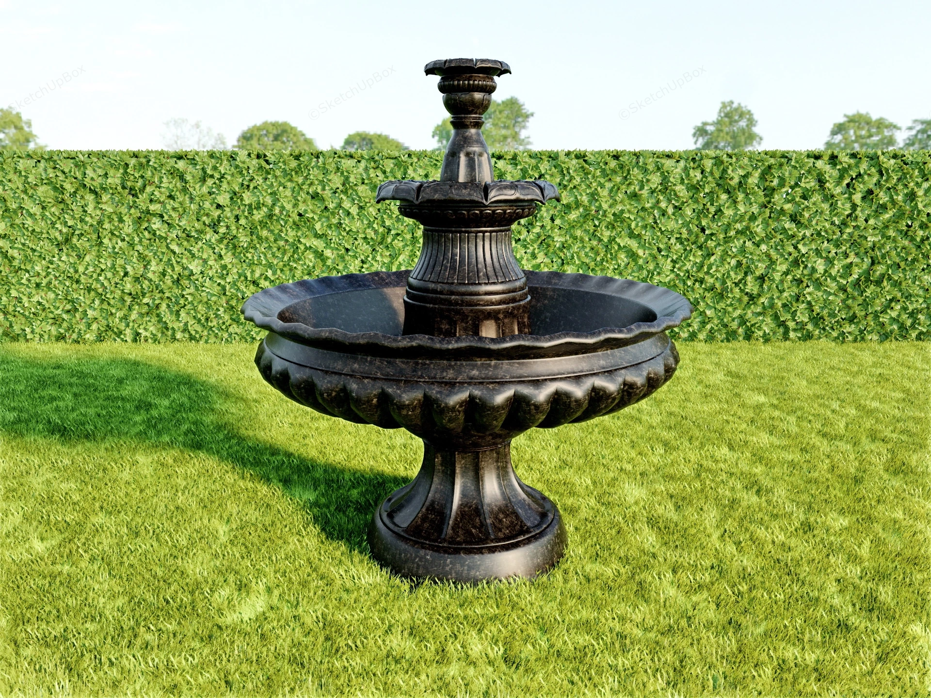 Outdoor Black Granite Fountain sketchup model preview - SketchupBox