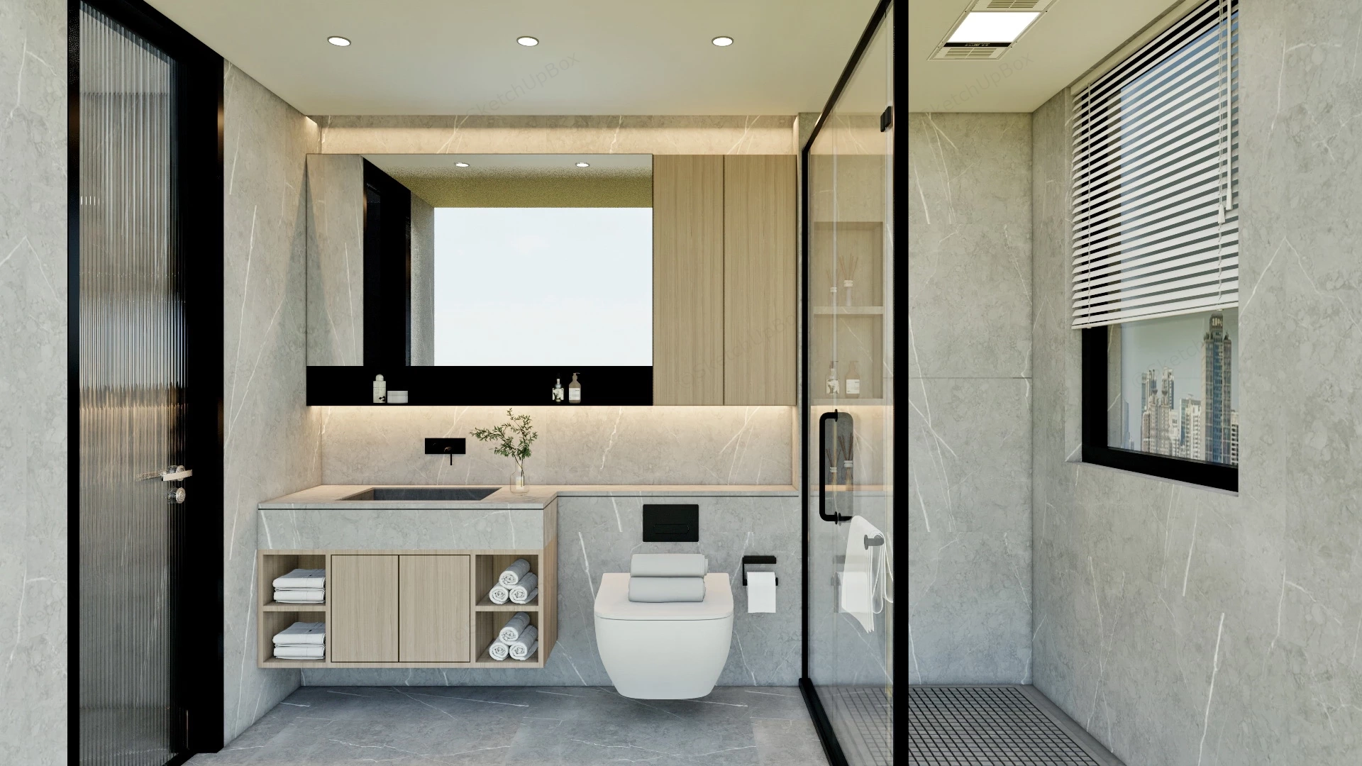 Modern Grey Bathroom sketchup model preview - SketchupBox