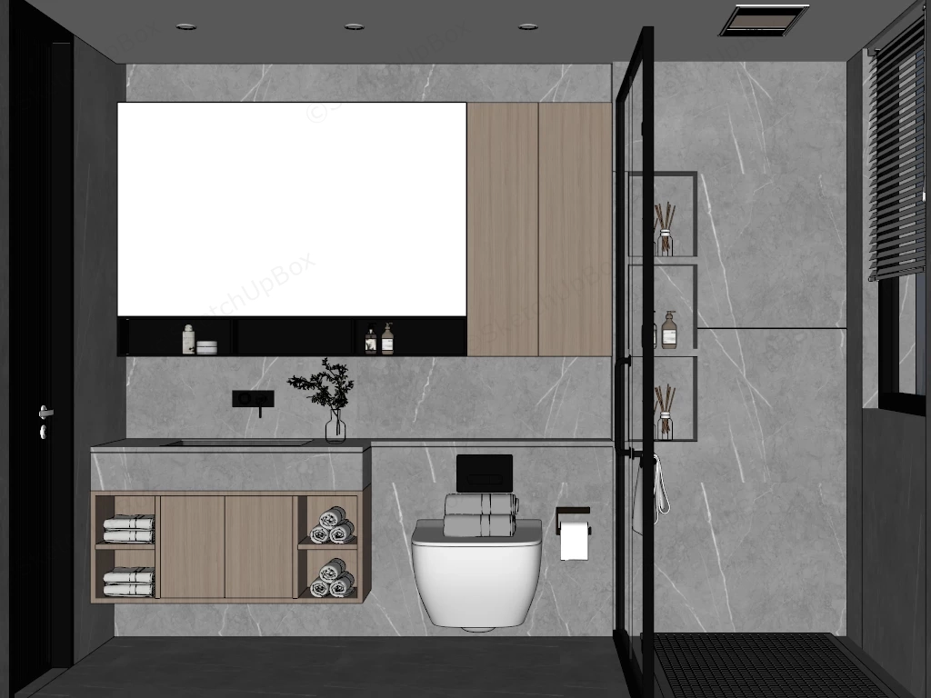 Modern Grey Bathroom sketchup model preview - SketchupBox