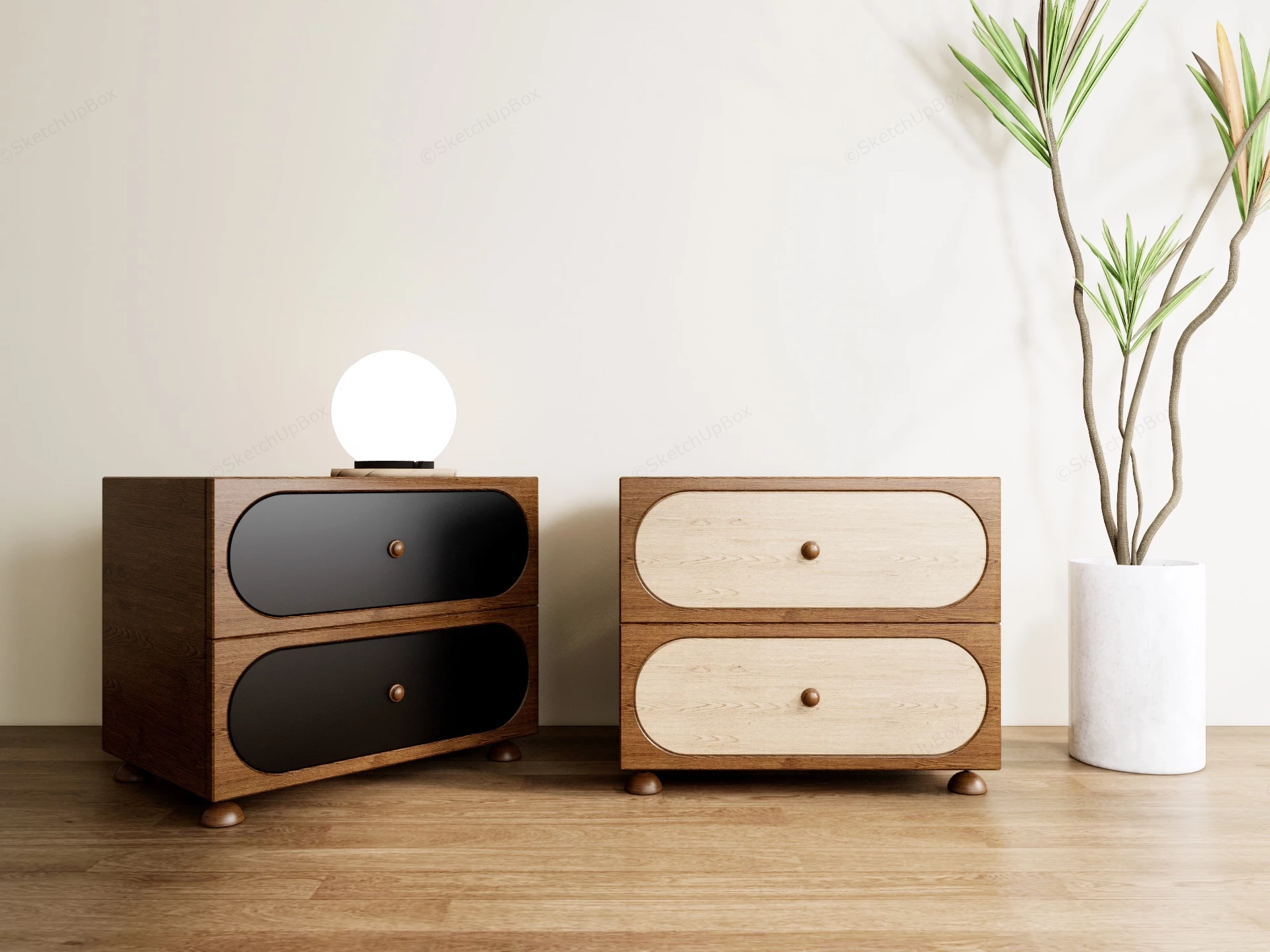 Modern Bedroom Nightstands sketchup model preview - SketchupBox
