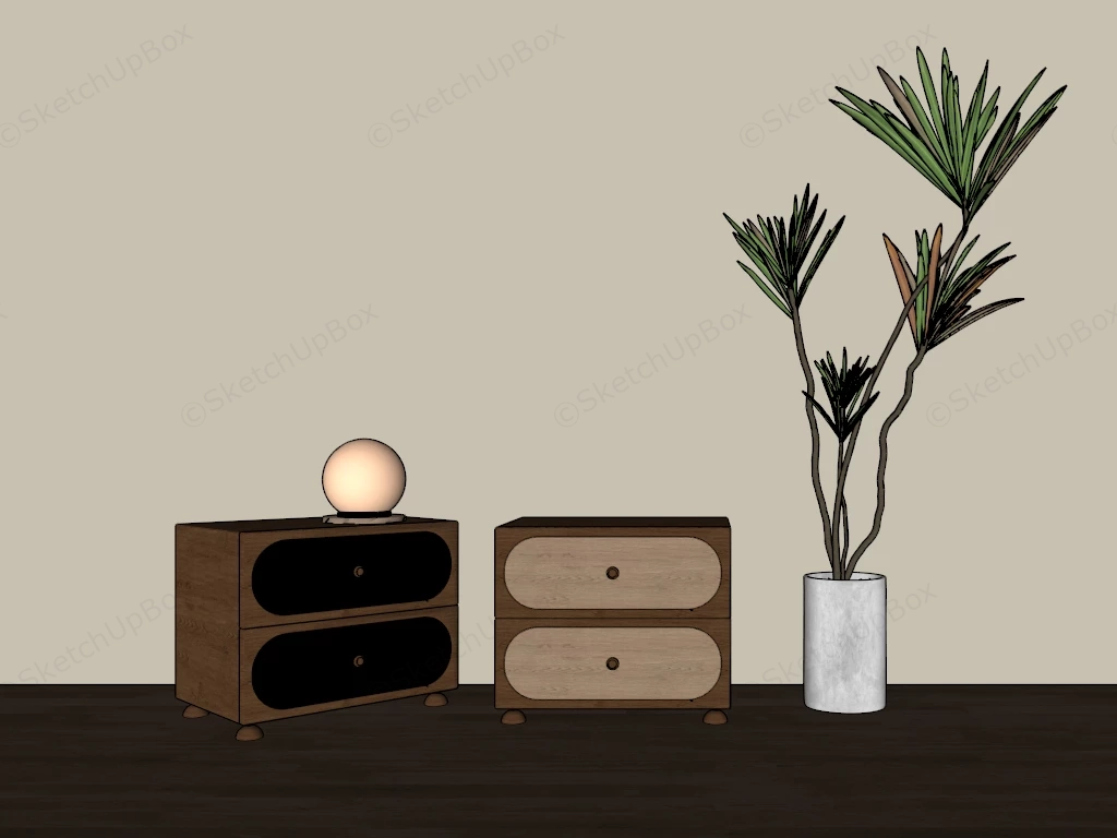 Modern Bedroom Nightstands sketchup model preview - SketchupBox