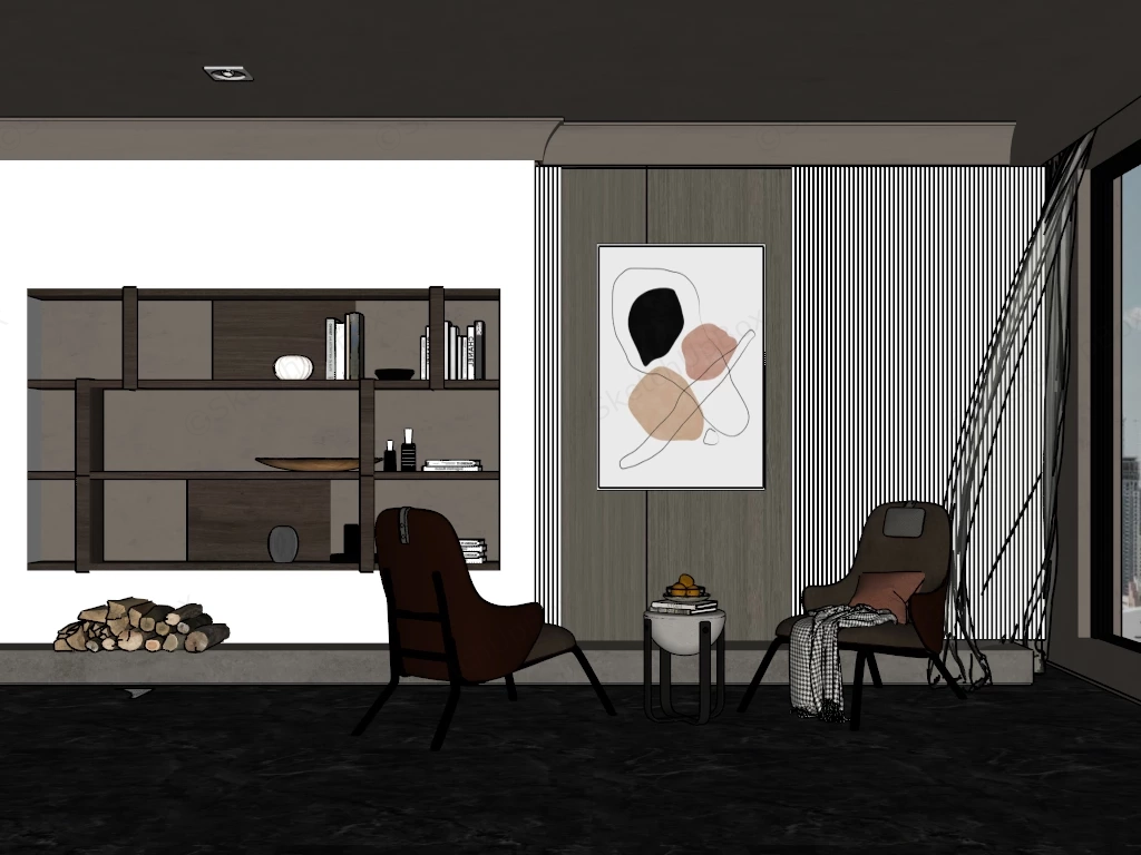 Wabi Sabi Reading Nook sketchup model preview - SketchupBox