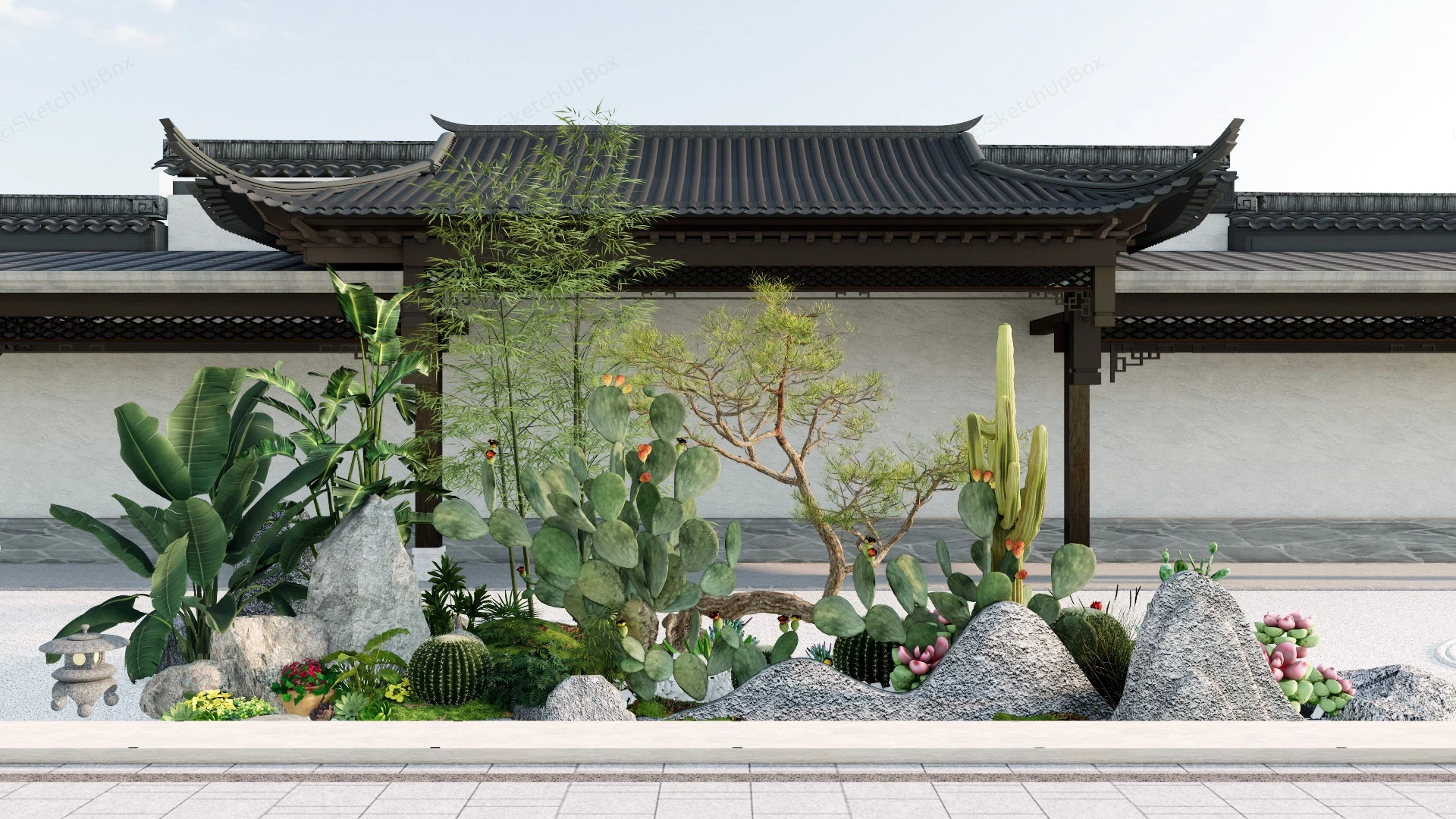 Cactus And Stone Garden sketchup model preview - SketchupBox