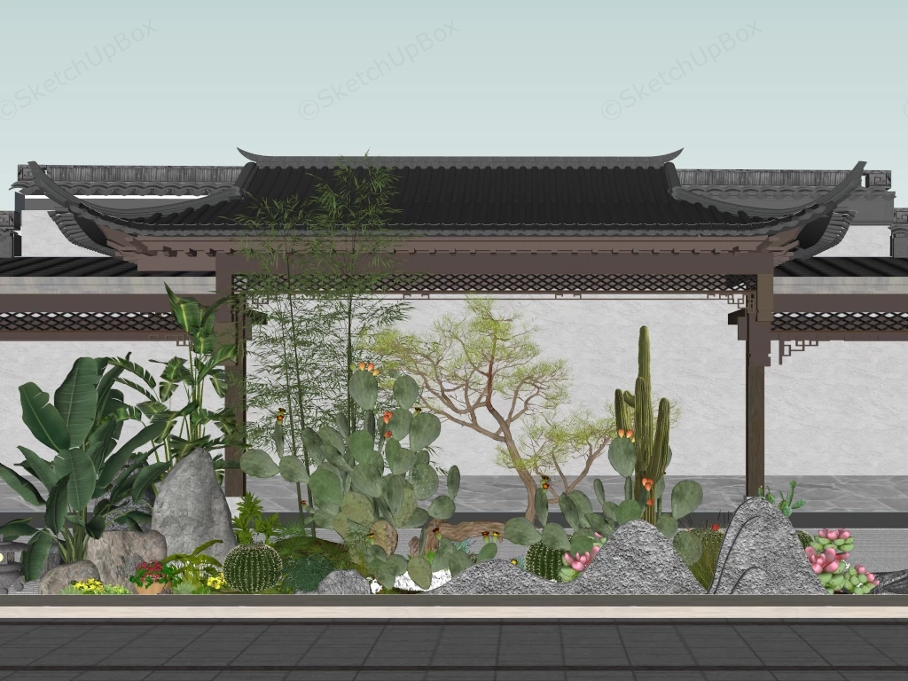 Cactus And Stone Garden sketchup model preview - SketchupBox