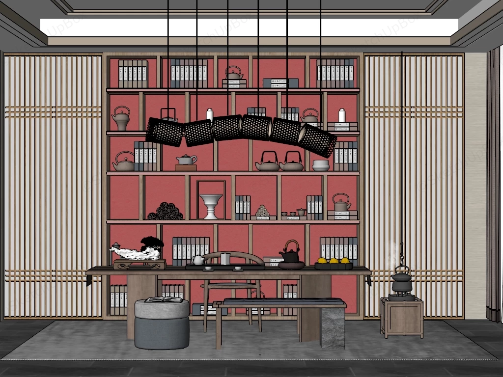 Chinese Tea Room sketchup model preview - SketchupBox