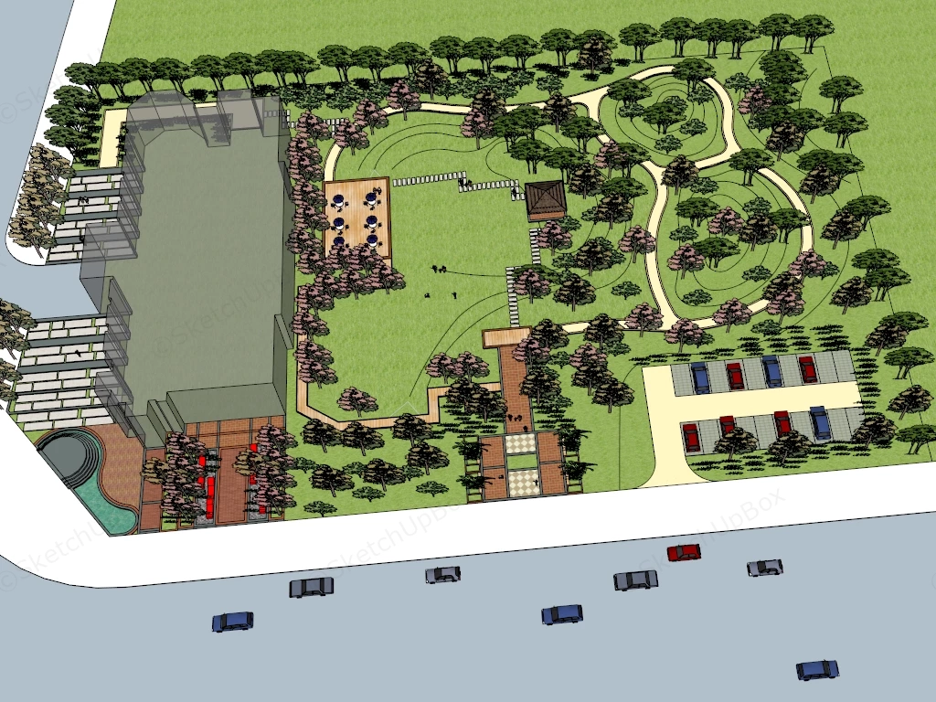 Urban Pocket Park sketchup model preview - SketchupBox