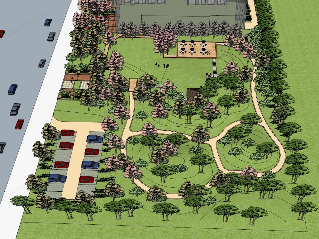 Urban Pocket Park sketchup model preview - SketchupBox
