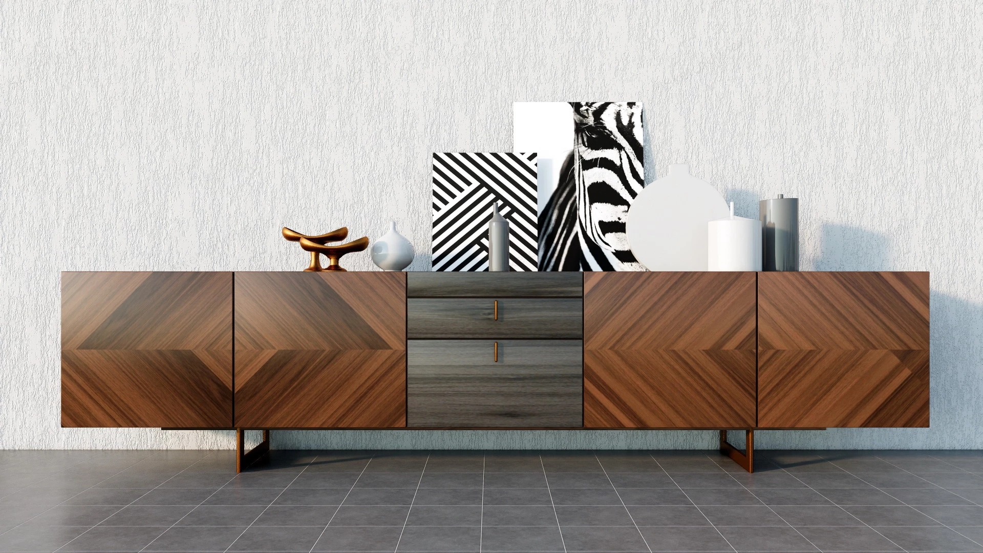 Extra Long Buffet Sideboard sketchup model preview - SketchupBox