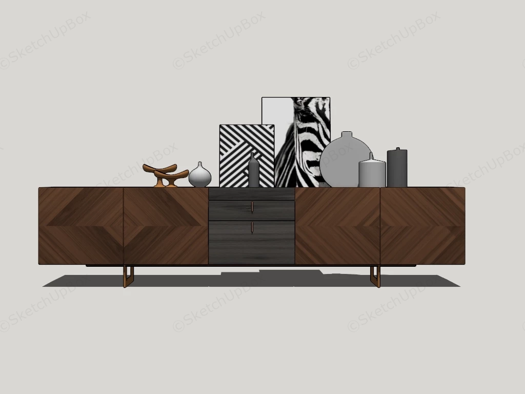 Extra Long Buffet Sideboard sketchup model preview - SketchupBox