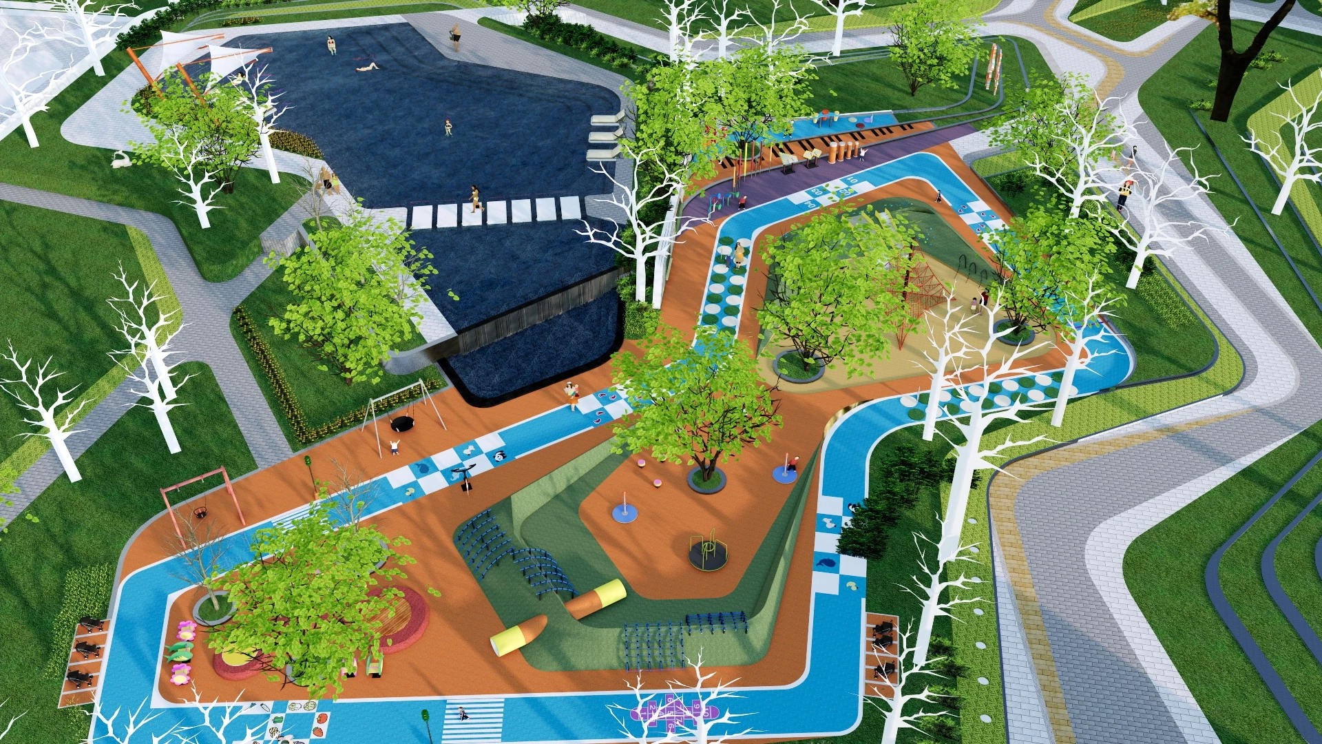 Community Playground And Pool sketchup model preview - SketchupBox