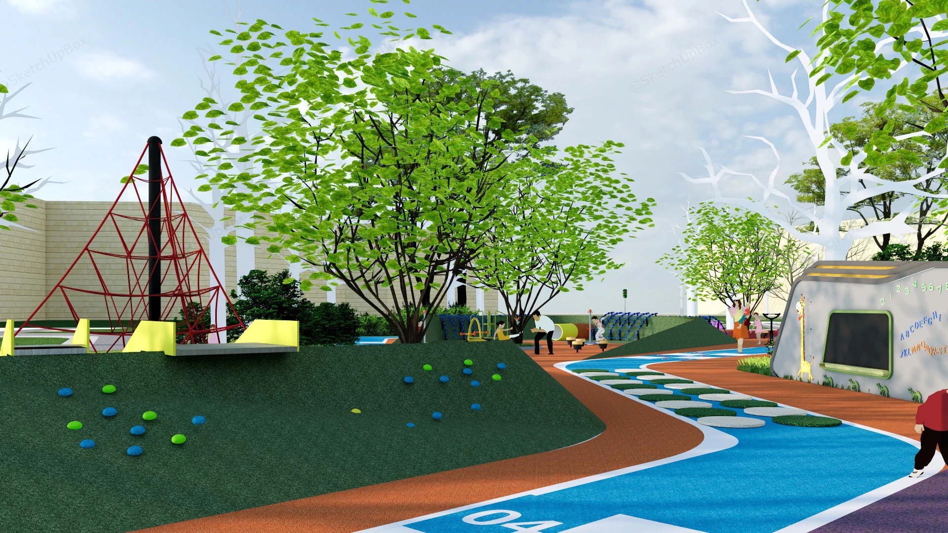 Community Playground And Pool sketchup model preview - SketchupBox