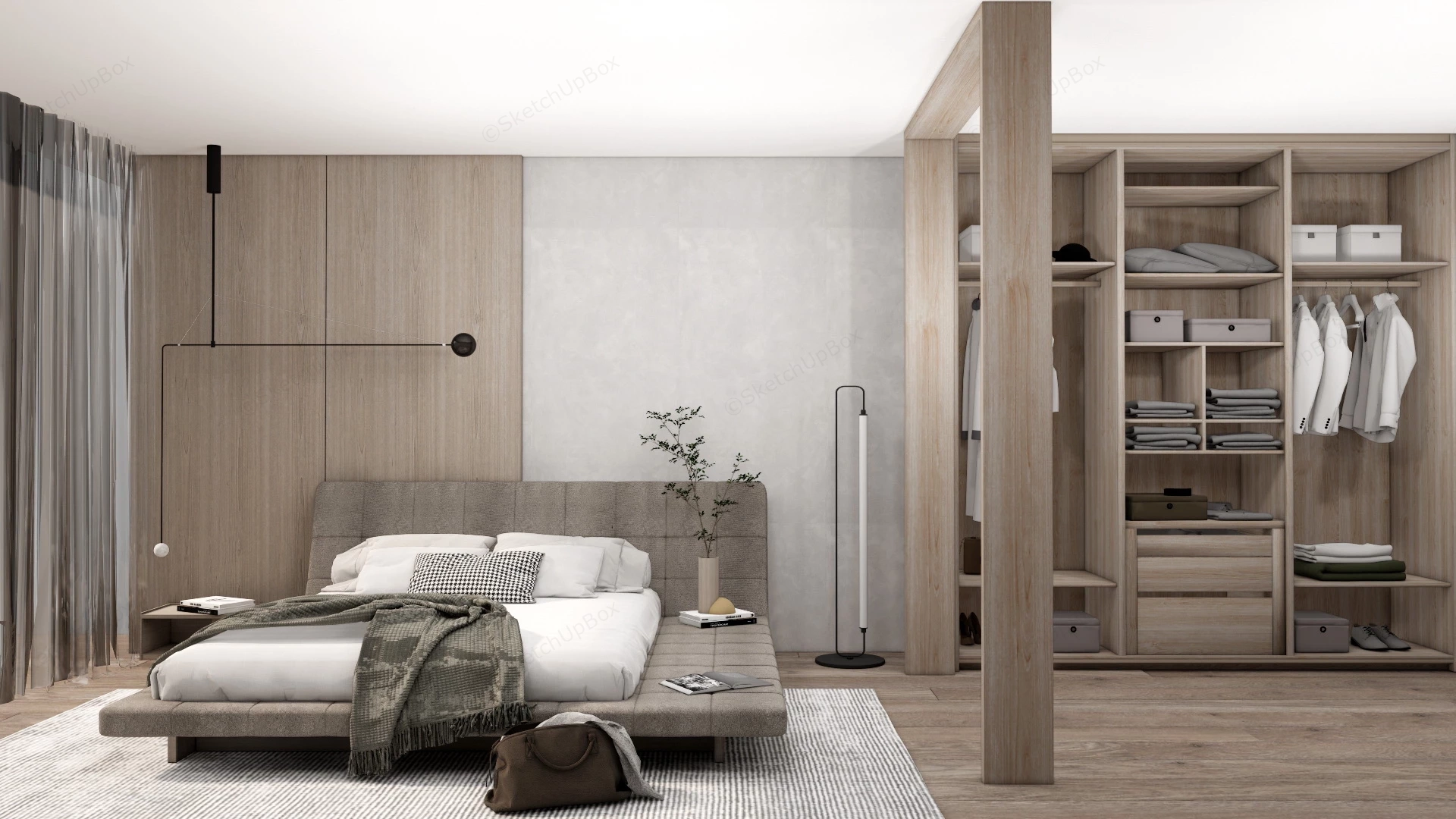 Relaxing Zen Bedroom sketchup model preview - SketchupBox