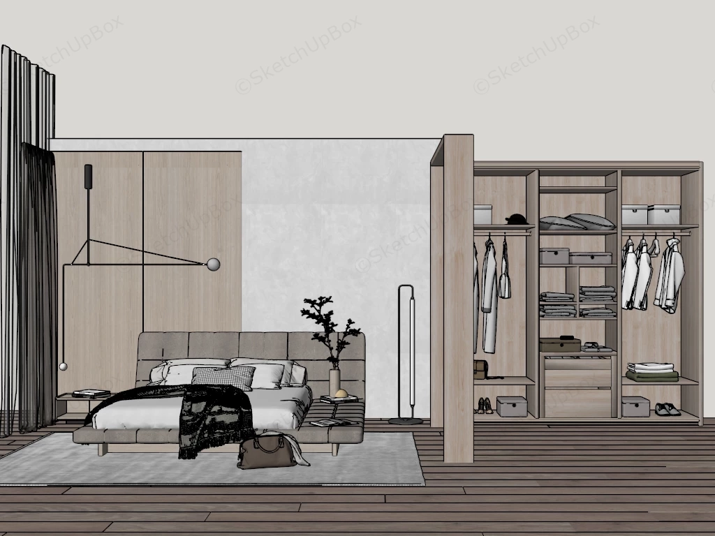 Relaxing Zen Bedroom sketchup model preview - SketchupBox