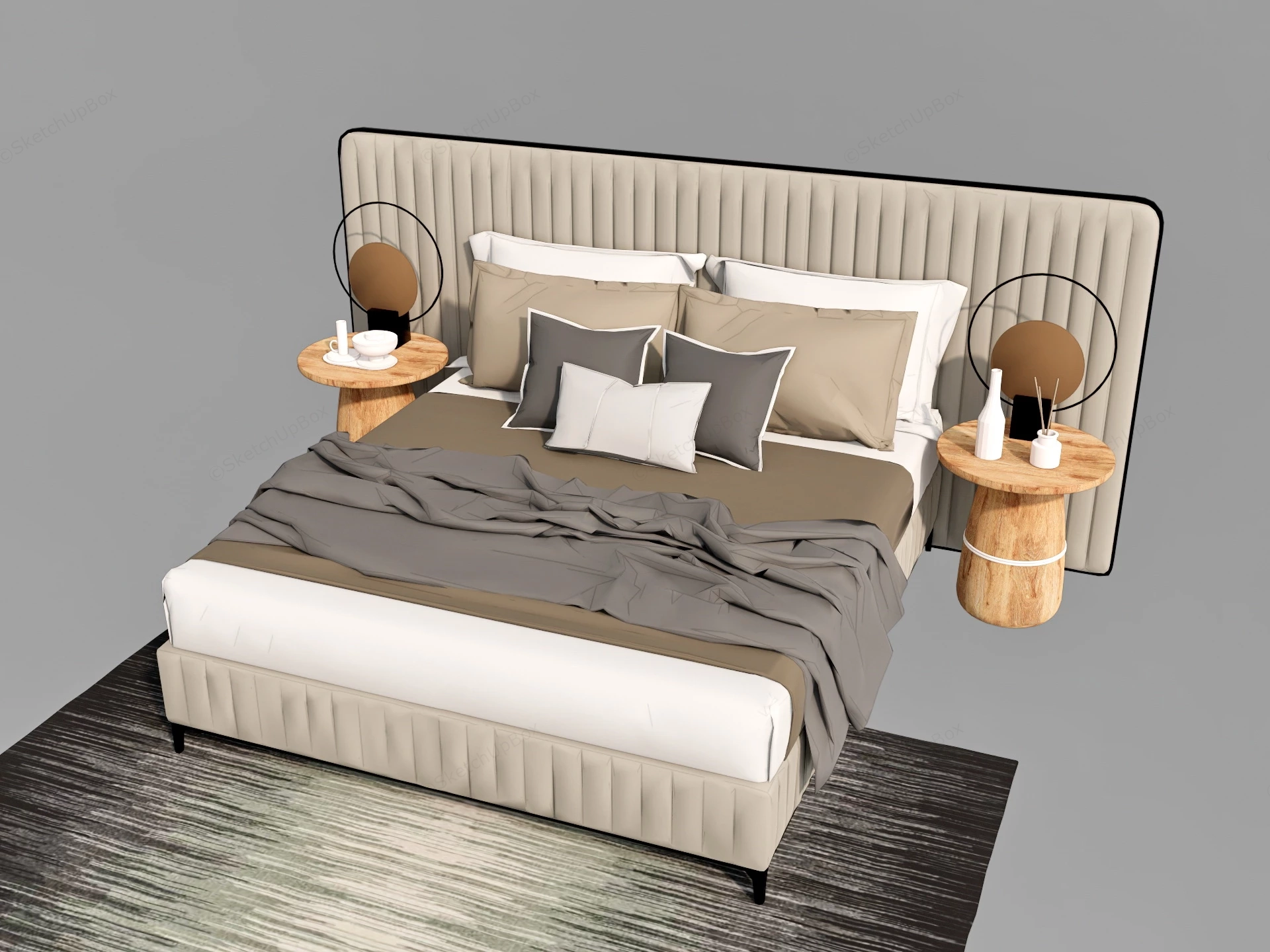 Bed With Headboard Design sketchup model preview - SketchupBox