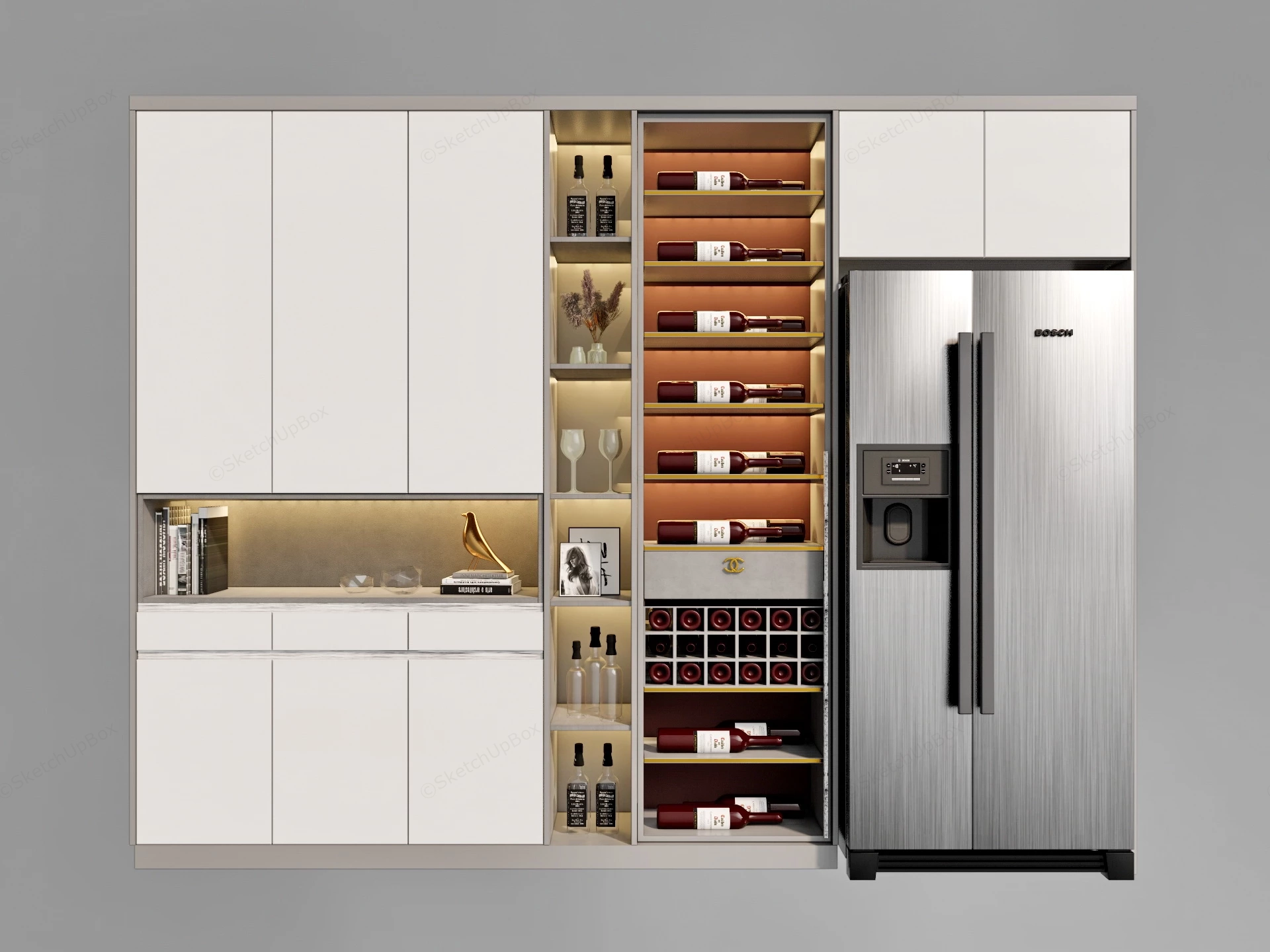 Modern Home Bar Cabinet sketchup model preview - SketchupBox