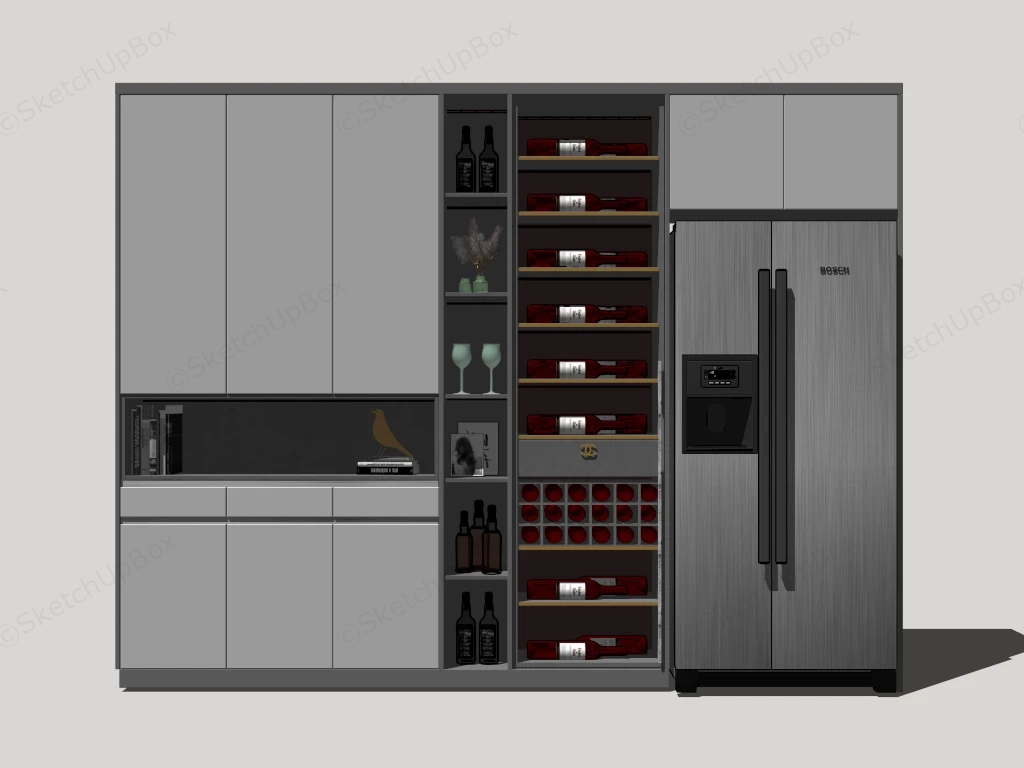 Modern Home Bar Cabinet sketchup model preview - SketchupBox