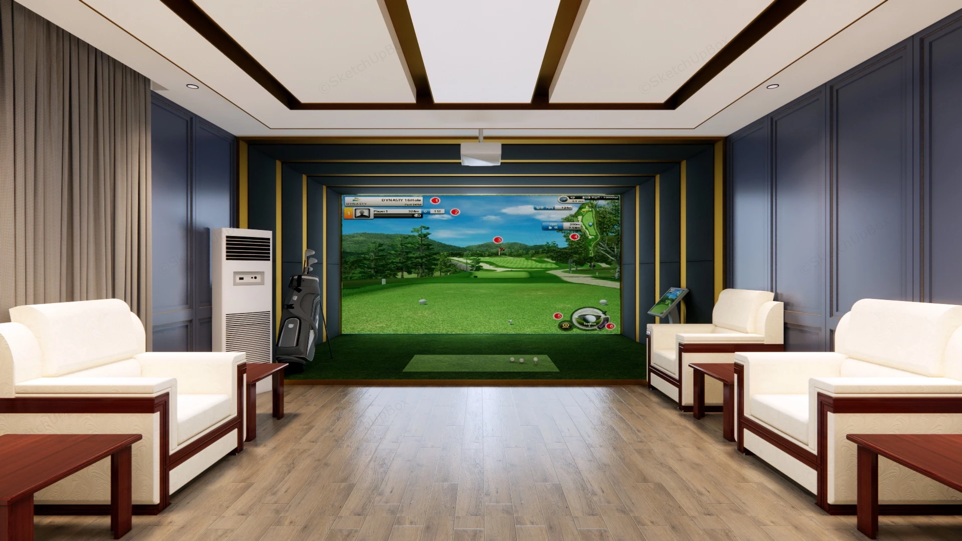 Indoor Golf Simulator sketchup model preview - SketchupBox