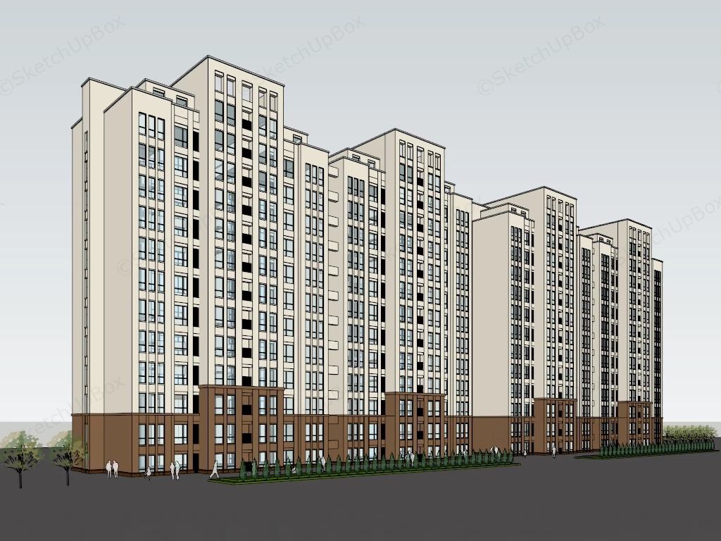 High Rise Modern Apartment Buildings sketchup model preview - SketchupBox