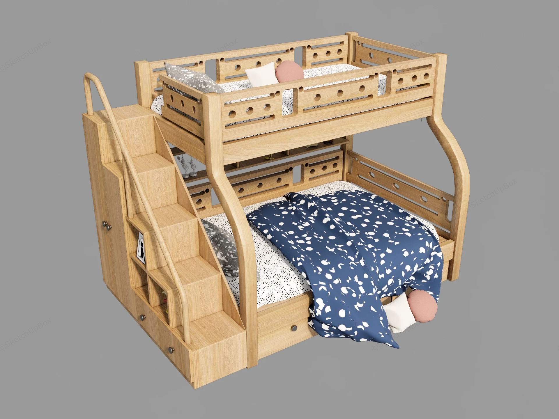 Solid Wood Bunk Beds sketchup model preview - SketchupBox