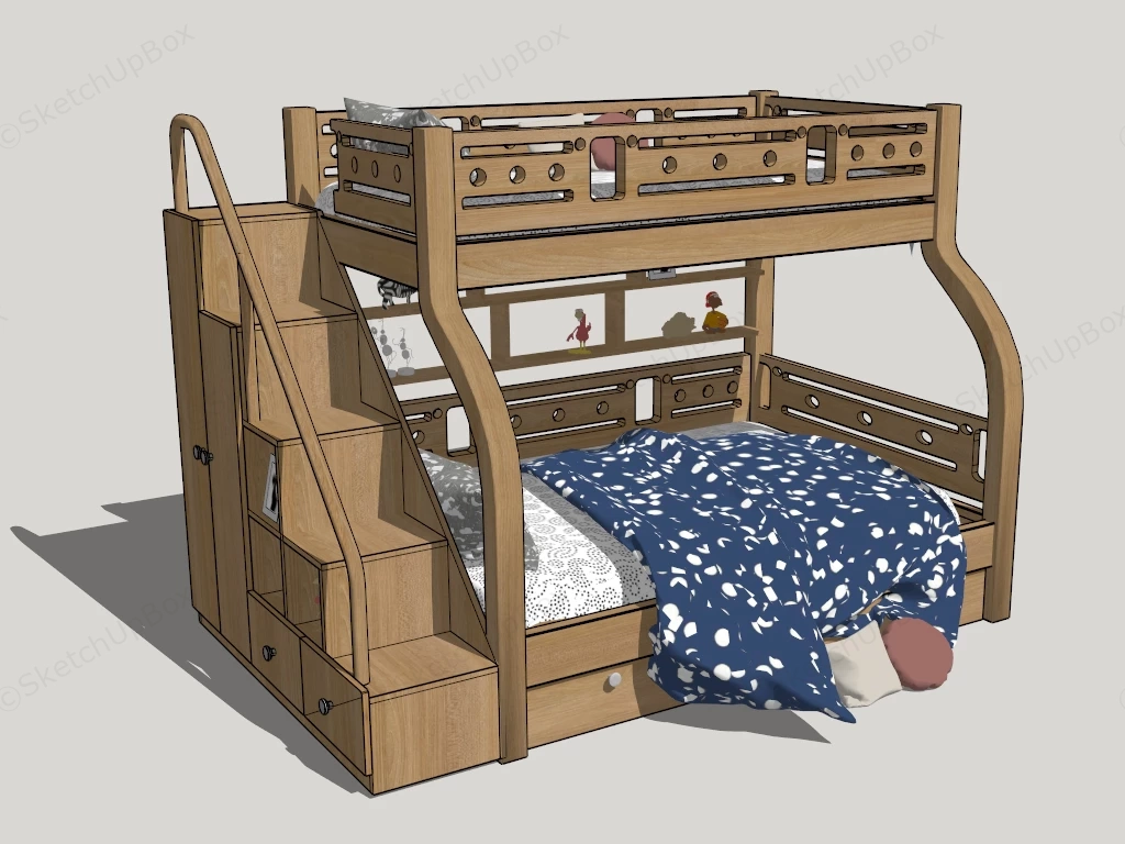 Solid Wood Bunk Beds sketchup model preview - SketchupBox