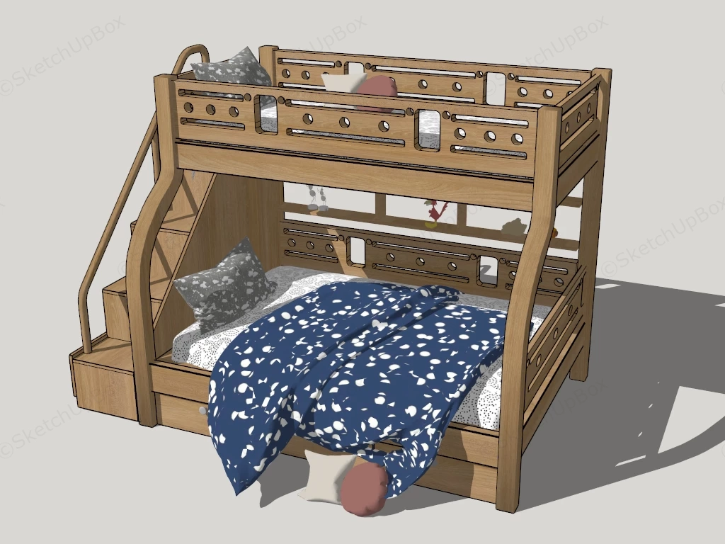 Solid Wood Bunk Beds sketchup model preview - SketchupBox