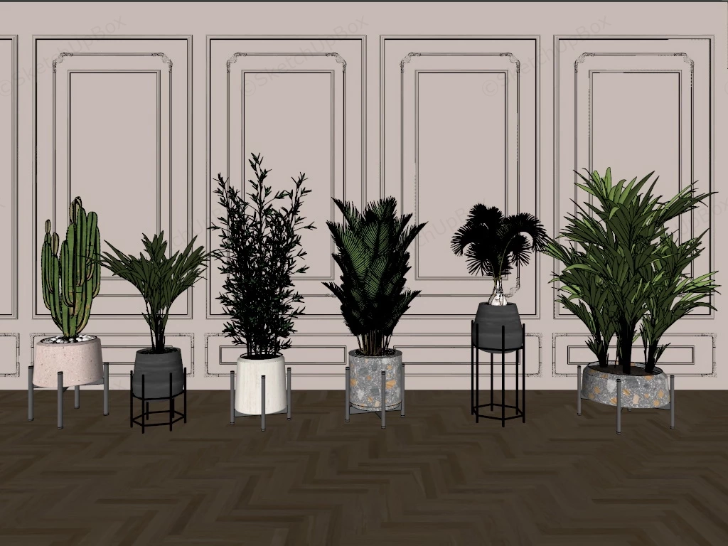 Modern Houseplants sketchup model preview - SketchupBox