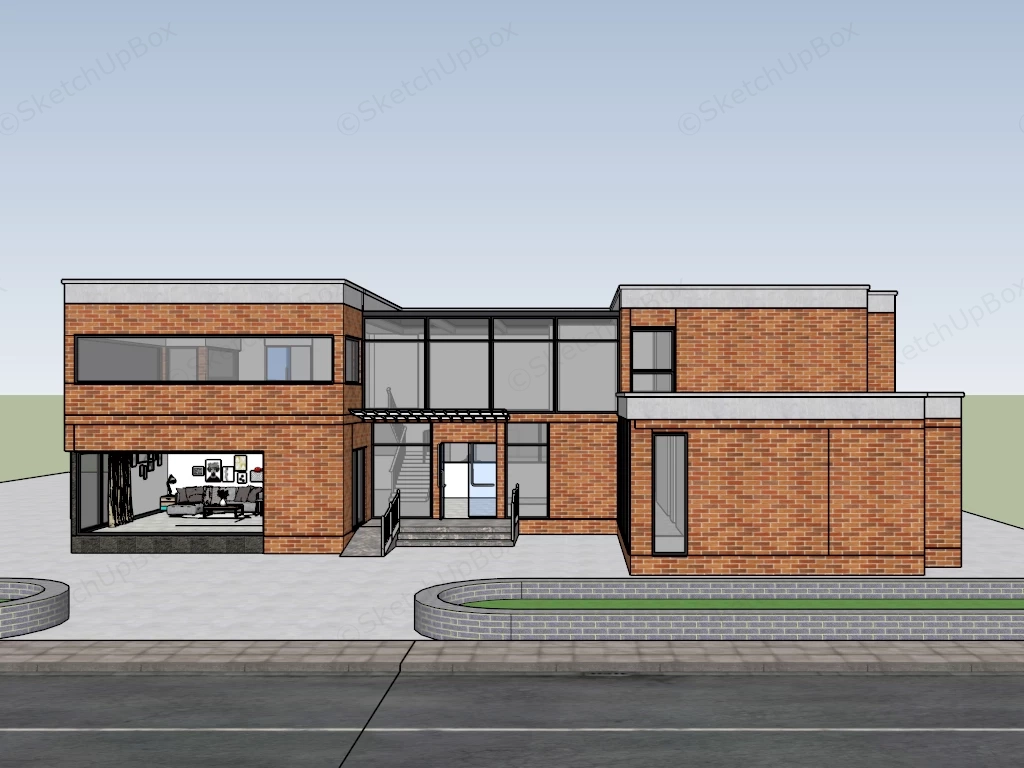 2 Story Brick House sketchup model preview - SketchupBox