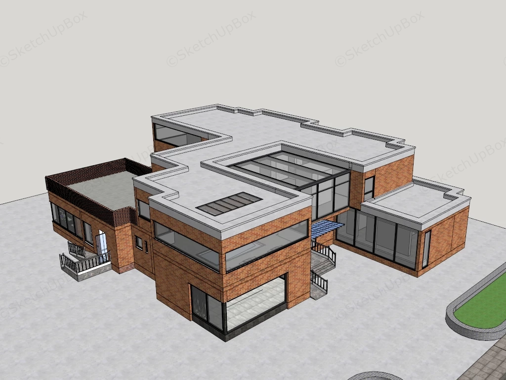 2 Story Brick House sketchup model preview - SketchupBox
