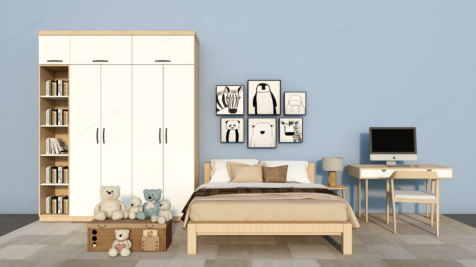 Organic Modern Kids Room Furniture sketchup model preview - SketchupBox