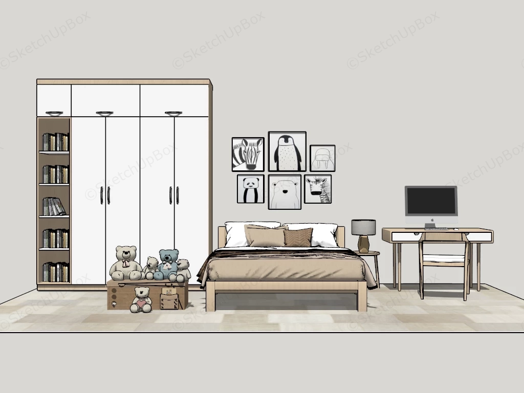 Organic Modern Kids Room Furniture sketchup model preview - SketchupBox