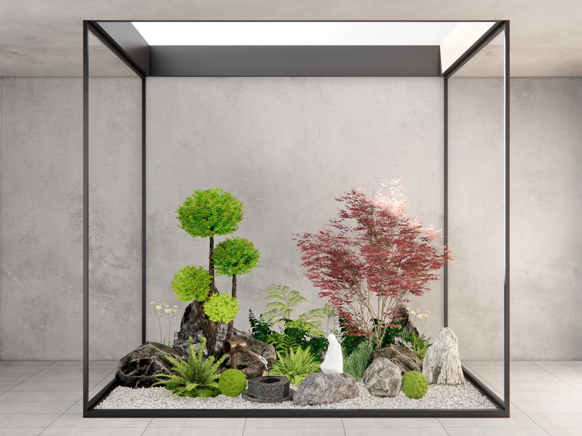 Japanese Indoor Garden sketchup model preview - SketchupBox