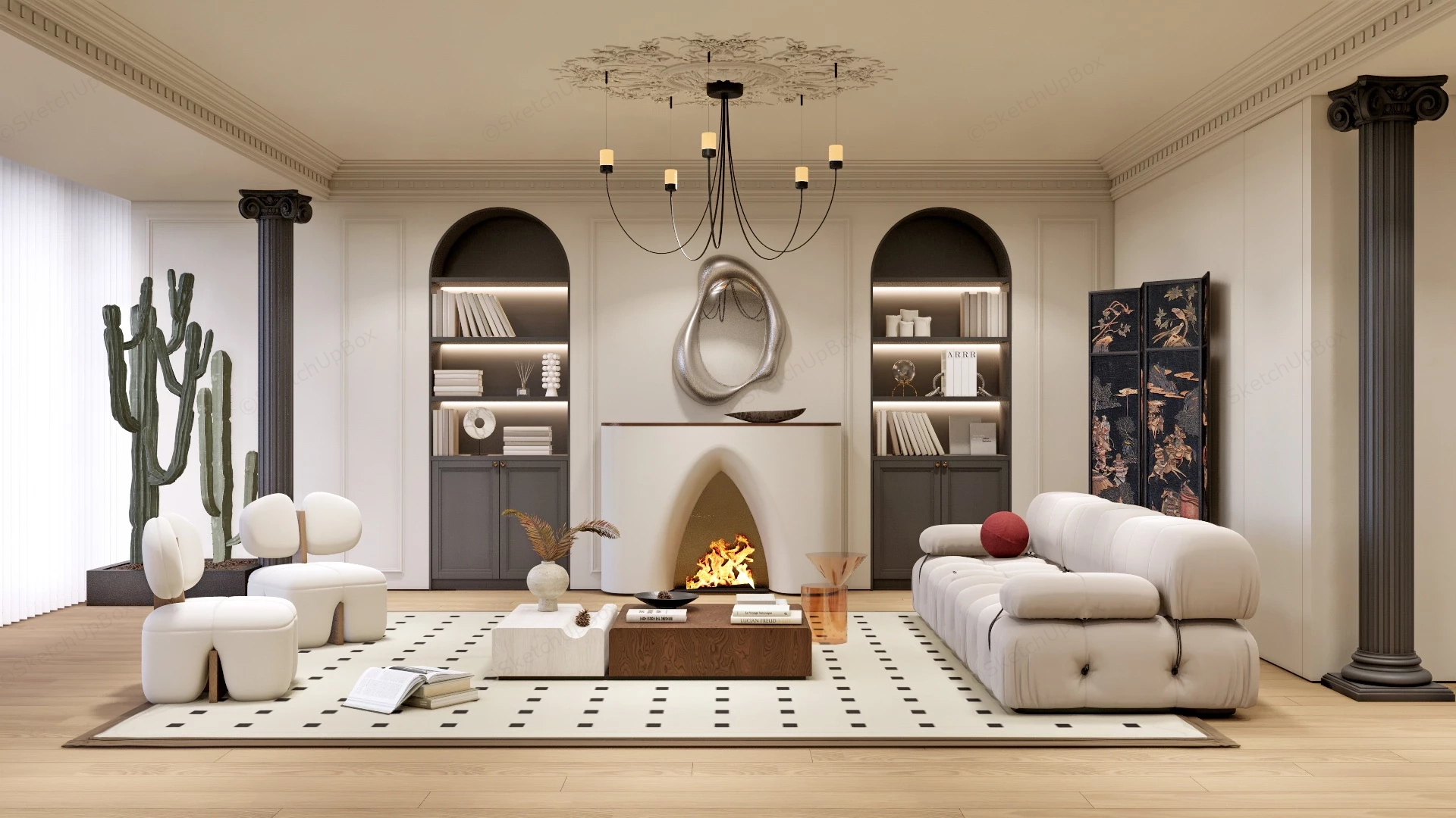 Roman Style Living Room sketchup model preview - SketchupBox