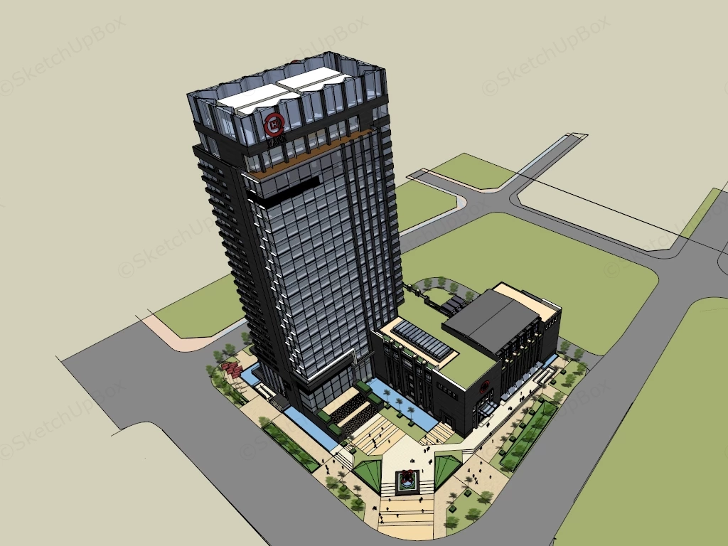Modern Bank Building Exterior sketchup model preview - SketchupBox