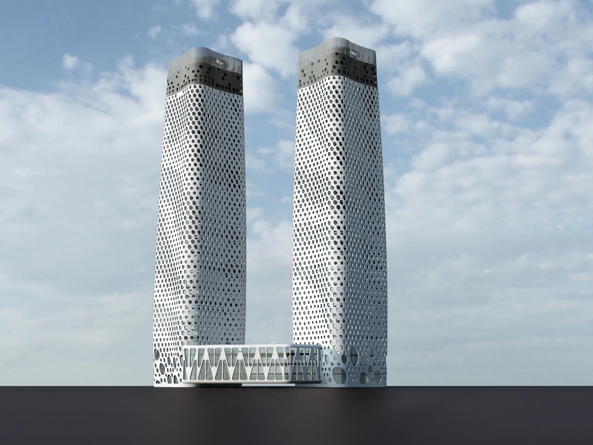 Twin Skyscrapers sketchup model preview - SketchupBox